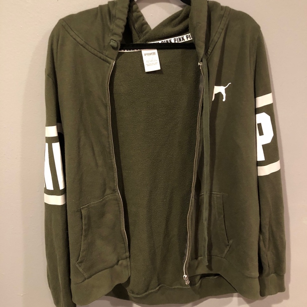 PINK Olive Green Zip Up